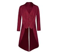 MOFOVELY Halloween Mens Pirate Costume Steampunk Tuxedo Goth Jacket Tailcoat Renaissance Outfit (XL,Z3725RD)