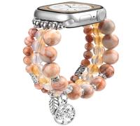 MOFREE Beaded Bracelet Compatible for Apple Watch Band 42mm 44mm 45mm Women, Fashion Handmade Crystal Beads Elastic Stretchy Charms Strap for iWatch Band Series SE 9 8 7 6 5 4 3 2 1