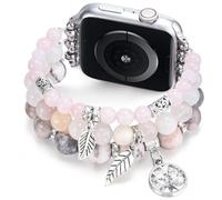 MOFREE Beaded Bracelet Compatible for Apple Watch Band 42mm 44mm 45mm Women, Fashion Handmade Crystal Beads Elastic Stretchy Charms Strap for iWatch Band Series SE 9 8 7 6 5 4 3 2 1