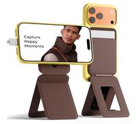 MOFT Invisible Phone Tripod Wallet, Slim Foldable Magnetic Card Holder Compatible with MagSafe, Tap-and-Go NFC Friendly, MOVAS Leather Cell Phone Stand for iPhone, Browine