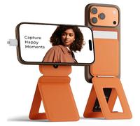 MOFT Invisible Phone Tripod Wallet, Slim Foldable Magnetic Card Holder Compatible with MagSafe, Tap-and-Go NFC Friendly, MOVAS Leather Cell Phone Stand for iPhone, Sunrise