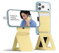 MOFT Invisible Phone Tripod Wallet, Slim Foldable Magnetic Card Holder Compatible with MagSafe, Tap-and-Go NFC Friendly, MOVAS Leather Cell Phone Stand for iPhone, Panna Cotta
