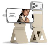 MOFT Invisible Phone Tripod Wallet, Slim Foldable Magnetic Card Holder Compatible with MagSafe, Tap-and-Go NFC Friendly, MOVAS Leather Cell Phone Stand for iPhone, Earthen Beige