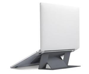 MOFT Laptop Stand for Desk, Lightweight Foldable Laptop Stand with 2 Adjustable Angles, Portable Vegan Leather Adhesive Computer Stand Compatible with MacBook 11"-16", Grey