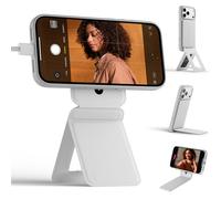 MOFT Magnetic Phone Stand Invisible Tripod with Angle Adjustment, Stain-Resistant MOVAS Leather Cell Phone Stand for iPhone 17/16/15/14/13/12, Phone Filming Stand for Desk - Misty Cove