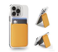 MOFT MagSafe Wallet Magnetic Card Holder, Adjustable Wallet Stand with Open ID Window, Vegan Leather Phone Stand for iPhone 16/15/14/13/12 Series, 2 Card Holder, Yellow