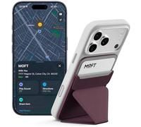 MOFT MagSafe Wallet Stand with Apple Find My, Ultra-Slim Trackable Strong Magnetic Phone Card Holder, 3-in-1 Multi-Angle Adjustable Phone Stand for iPhone 17/16/15/14/13/12 Series, Cheery Laquer