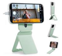 MOFT Phone Tripod Stand Selfie Stick for iPhone, Multi-Angles iPhone Stand, Lightweight & Portable Phone Holder, Strong Magnets, MOVAS Vegan Leather, Travel Essentials, Peppermint (Without Card Slot)