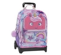 MOFU MOFU - Mofu Mofu Trolley School Backpack, Adjustable Handle, Detachable Trolley, Padded and Adjustable Shoulder Straps, 2 Main Compartments, Front Pocket, Zip Closures, 34 x 52 Hx22 cm, Lilac
