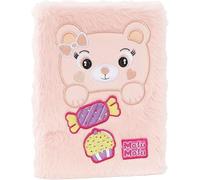 Mofu Mofu Pink Bear Compatible School Diary Diary Plush-Cover 2025-2026 Dated F.to Standard 13 x 18.5H cm + Sequins Key Ring and Multicolor Pen