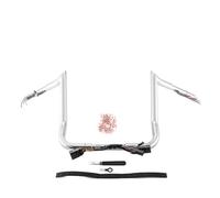 Mofun 12" Rise Pre-Wired Handlebars Ape Hangers 1 1/4" Fat 1" Clamp Compatible with Harley Touring Street Glide Electra Glide Ultra Limited, 2008-2013 Chrome