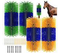 Mofund 4 PC Livestock Scratch Brushes, Full Massage Brush Kit with 4 Screws, Horse Brush for Grooming, Goat Brush Relieve Itching on the Back of Livestock for Horse Cow Goat Cattle Pig Sheep