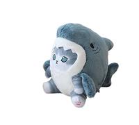 mofusand Shark Cat Plush Toy, 12inch Cute Fried Shrimp Shark Kitty Plush Stuffed Animals Doll, Kawaii Shark Cat Plush Pillow Toy Birthday for Kids Boys Girls (Blue Grey)
