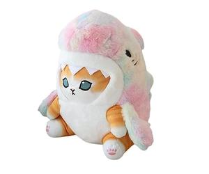 mofusand Shark Cat Plush Toy, 8inch Cute Fried Shrimp Shark Kitty Plush Stuffed Animals Doll, Kawaii Shark Cat Plush Pillow Toy Birthday for Kids Boys Girls (Colorful Yellow)