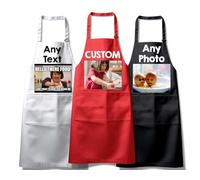 Mog Print Custom Photo Kitchen Apron - White - One Size - Personalised Logo Image Text Chef’s Essential Surprise Gift Clothing Apron with 2 Pockets