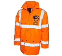Mog Print Customise Road Safety Jacket - Any Logo High-Visibility Protective Road Safety Gear - Personalised Text Adults Reflective Workwear - Custom Printed Hi-Vis Jacket With Logo
