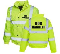 Mog Print Dog Handler Safety Jacket - Yellow - L - Ruffled & Fit Workwear - High Visibility Gear - Heavy-Duty Bomber Jackets for Men - Hi-Vis Bomber Jacket with Logo for Law Enforcement Professionals