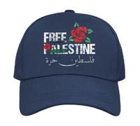 Mog Print Free Palestine Arabic Rose Baseball Cap - Navy - Adult - Arabic Calligraphy 100% Cotton Twill Cap - Peace Unisex Adult Cap - Palestinian Support Hat - Save Palestine Human Rights Gifts