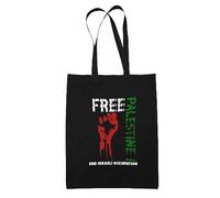 Mog Print Free Palestine End Israeli Occupation Tote Bag - Black - Peaceful Quotation Printed Solidarity Bag For Men And Women - Customised Tote Bag for Activists Supporters