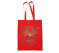 Mog Print Mandala Tree of Life Tote Bag- Red - Yoga Meditation Mystical Tote - Psychedelic Sacred Tree Purse - Buddhist Symbols Canvas Tote Bag - Cosmic Spiritual Nature Lover Gifts