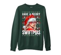 Mog Print Merry Christmas Sweatshirt - Forest Green - Unisex - XL - Christmas Family Jumper - Xmas Party Holiday Sweatshirt - Taylor Xmas Sweater Top