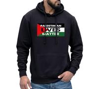 Mog Print Palestinian Lives Matter Hoodie - Black - Mens - 6XL - Peaceful Message Pro Palestine Comfort Sweatshirt For Men And Women - Casual Wear Printed Hoodie Sweater For Activists Supporters