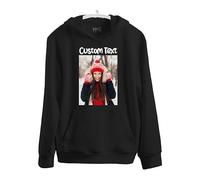 Mog Print Personalised Hoodie - Black - Mens - S - Unisex Hoodie with Customised Photograph and Text - Customisable Hoodie for Men and Women - Made-to-order Winter Garment