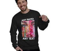 Mog Print Personalised Printed Sweatshirt - Black - S - Custom Design Your Own Hoody, Customised Photo and Text Pullover Sweatshirt - Personalised Photo Valentines Day Gift for Men & Women
