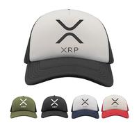 Mog Print Ripple XRP Snapback Cap - Black/White - Adult - Crypto XRP Logo Army Investors Flatbill Baseball Cap - Trading XRP HODL Hat - Cryptocurrency Trader Holder Gifts - Unisex Adult Trucker Hat