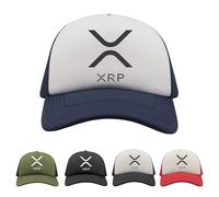 Mog Print Ripple XRP Snapback Cap - Blue/White - Adult - Crypto XRP Logo Army Investors Flatbill Baseball Cap - Trading XRP HODL Hat - Cryptocurrency Trader Holder Gifts - Unisex Adult Trucker Hat