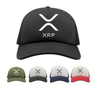 Mog Print Ripple XRP Snapback Cap - Full Black - Adult - Crypto XRP Logo Army Investors Flatbill Baseball Cap - Trading XRP HODL Hat - Cryptocurrency Trader Holder Gifts - Unisex Adult Trucker Hat