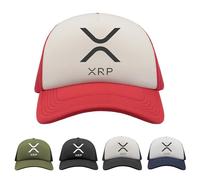 Mog Print Ripple XRP Snapback Cap - Red/White - Adult - Crypto XRP Logo Army Investors Flatbill Baseball Cap - Trading XRP HODL Hat - Cryptocurrency Trader Holder Gifts - Unisex Adult Trucker Hat