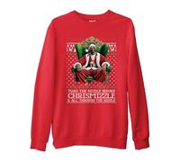 Mog Print Snoop Santa Christmas Sweatshirt - Red - Kids - 11-13Y - Hip Hop Fans Holiday Jumper - Twas The Nizzle Before Chrismizzle Rapper Top - Xmas Gifts