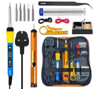 MOGAOPI Soldering Iron Kit, 80W LCD Adjustable Temperature 180-500°C Welding Tools, Solder Wire, Soldering Tips, Stand, Desoldering Pump, Tweezers