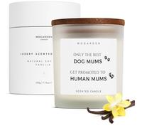 MOGARDEN Vanilla Amber Scented Candle - ‘Only the Best Dog Mums Get Promoted to Human Mums' - 220g in White MOGARDEN White