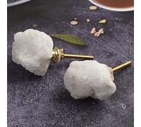 MOGEMT 2 Pack Crystal Cabinet Knobs Stone Drawer Pulls Irregular Shape Natural Gemstone Quartz Geode Knob Home Office Decor