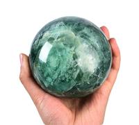 MOGEMT Green Fluorite Crystal Ball with Stand Large Crystals Sphere Decorative Ball Meditation Witchcraft Home Decor 90-100mm/3.5-3.9"