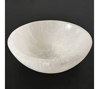 MOGEMT Large Selenite Bowl Hand-Carved Round Selenite Crystals Bowl for Cleansing, Charging, Smudging, Healing, Decoration or Gift 5.3-5.7 Inch