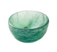 MOGEMT Natural Green Fluorite Crystal Bowl Hand-Carved Round Fluorite Crystals Gemstone Bowl Reiki Healing Home Decoration Gift 3.5-4"