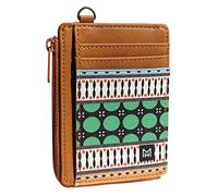 MOGEWOE Women's Slim Minimalist Wallet, RFID Blocking, Pattern-A, 6 Card Slots, Zipper Money Pocket, ID Window, Microfiber Leather
