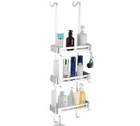 MOGFCT Bathroom Shower Caddy Over The Door Hanging Shower Organizer Storage Aluminum Shower Shelf Rust Proof Bathroom Shelves Basket Rack with Hook Rust Free (Sliver)