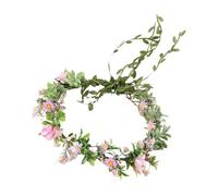 Moggemol Bohemian Flower Rattan Crown Floral Wreath Garland Headbands for Women Girl Pink One Size
