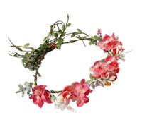 Moggemol Bohemian Flower Rattan Crown Floral Wreath Garland Headbands for Women Girl Rose Red One Size