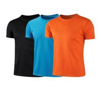 Moggemol Kids 3Pcs Rash Guard UPF 50+ UV Sun Protection T-Shirt Quick Dry Swimming Top Running Sport Athletic Tees Black&Blue&Orange 4-5 Years