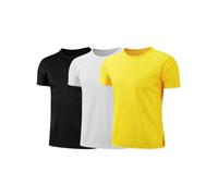 Moggemol Kids 3Pcs Rash Guard UPF 50+ UV Sun Protection T-Shirt Quick Dry Swimming Top Running Sport Athletic Tees Black&White&Yellow 12-13 Years