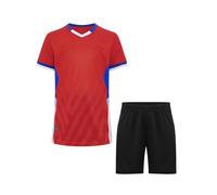 Moggemol Kids Boys 2Pcs Soccer Sports Set Football Basketbal Suit Stylish Striped T-shirt and Shorts Set Red 15-16 Years