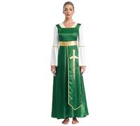 Moggemol Womens 2pc Worship Praise Dance Sleeveless Tunic (Dress Included) Green&White S