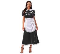 Moggemol Womens French Maid Costume Faux PU Leather Maid Dress for Cosplay Party Halloween Fancy Dress Black L