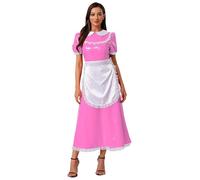 Moggemol Womens French Maid Costume Faux PU Leather Maid Dress for Cosplay Party Halloween Fancy Dress Pink XL