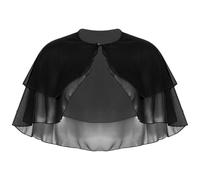 Moggemol Womens Sheer Chiffon Capes Soft Capelets Lightweight Shawls and Wraps for Wedding Evening Dress Black One Size